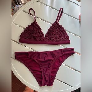 Burgundy Crochet Bikini